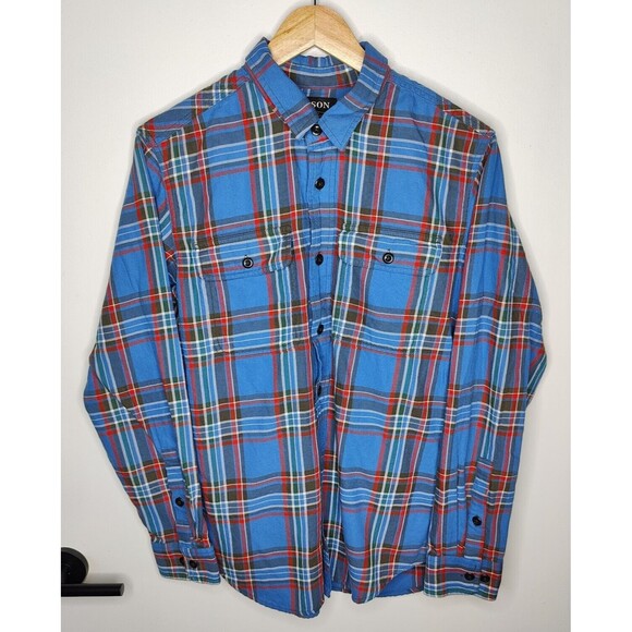 CC Filson Plaid Flannel Blue Button Front Shirt Mens Size Small - Picture 2 of 6
